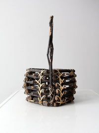 vintage rustic black twig basket