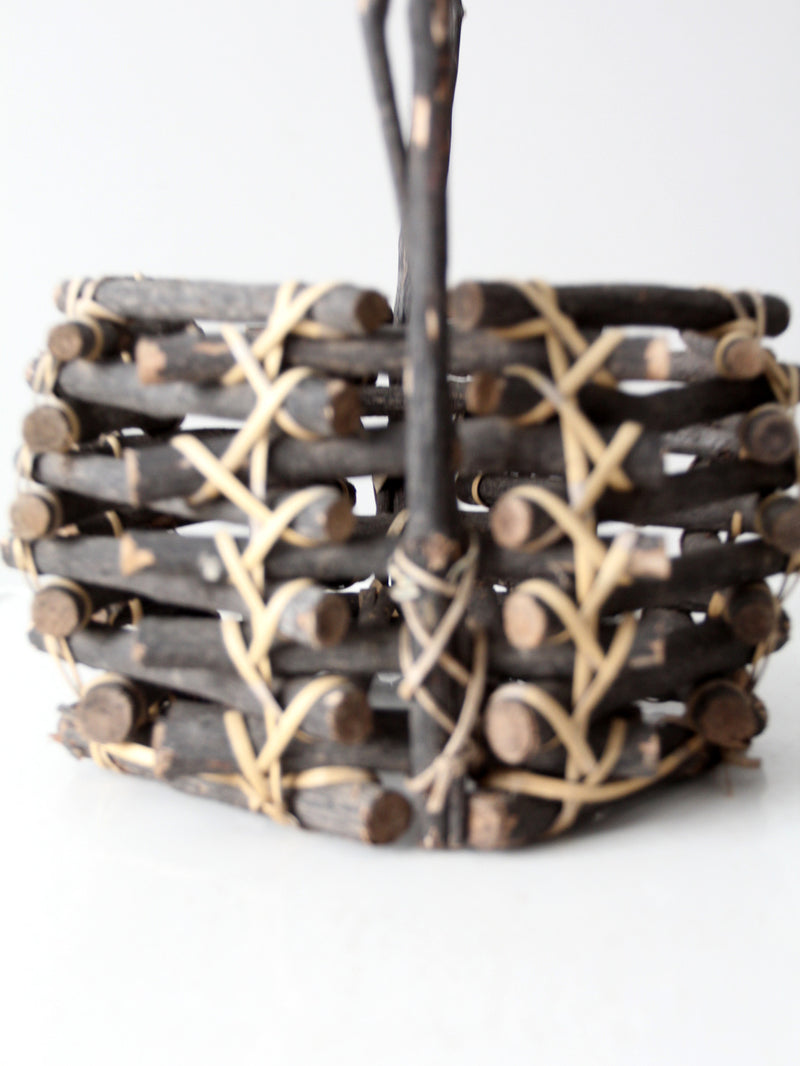 vintage rustic black twig basket