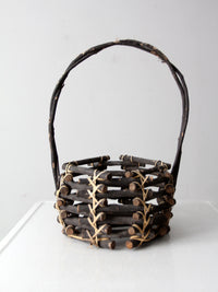 vintage rustic black twig basket