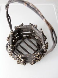 vintage rustic black twig basket