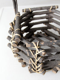 vintage rustic black twig basket