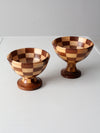 vintage handmade pedestal bowls pair