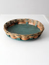 vintage woven lazy susan tray