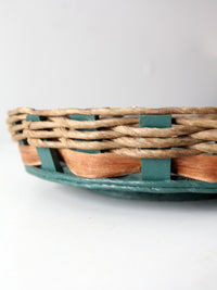 vintage woven lazy susan tray