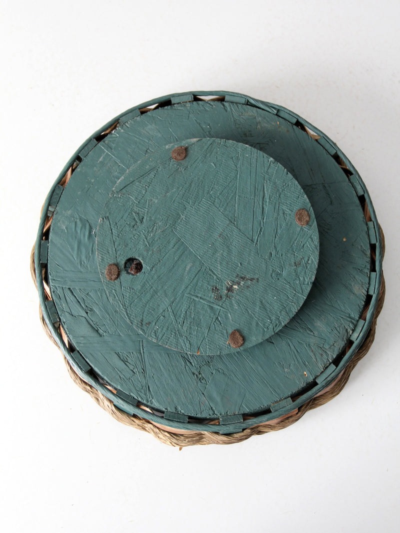 vintage woven lazy susan tray