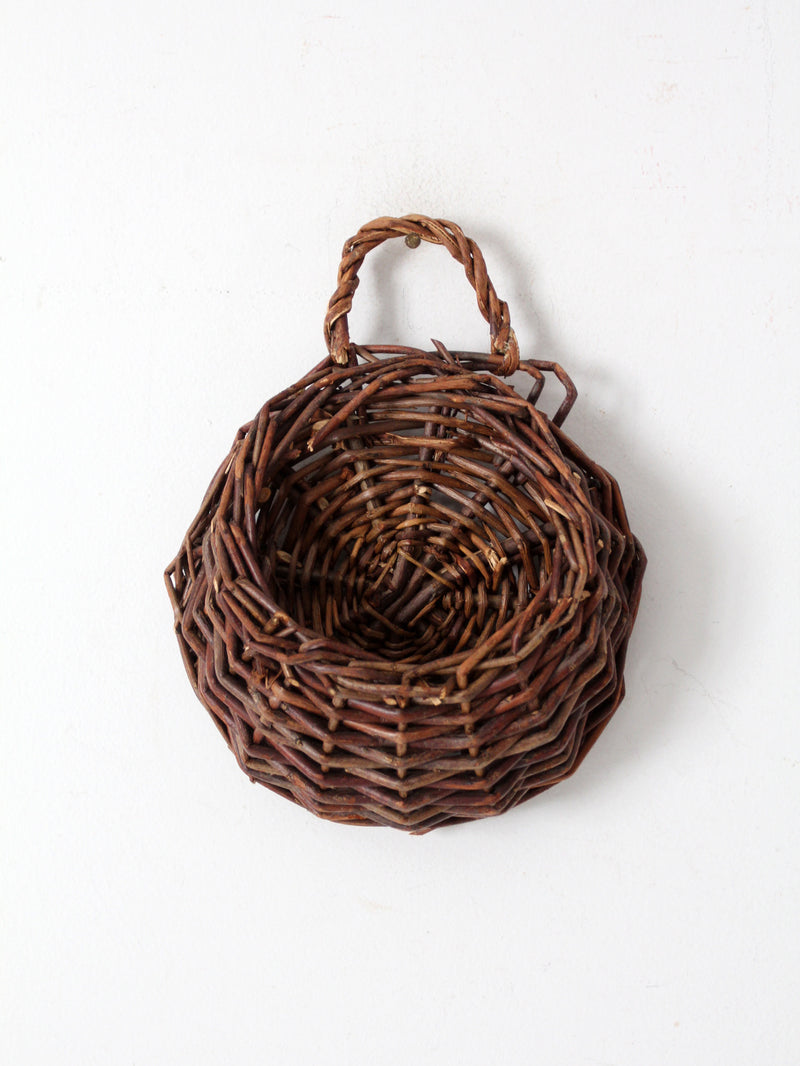 vintage rustic wicker wall basket