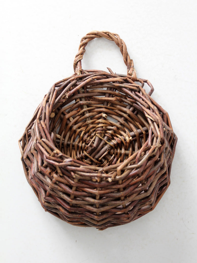 vintage rustic wicker wall basket