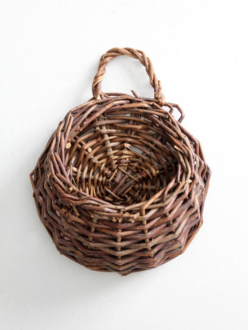 vintage rustic wicker wall basket