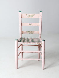 antique pastel pink cane seat chair