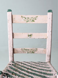 antique pastel pink cane seat chair