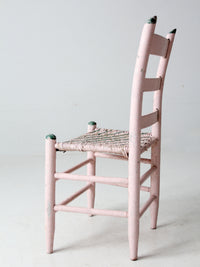 antique pastel pink cane seat chair