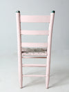 antique pastel pink cane seat chair