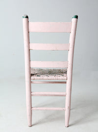 antique pastel pink cane seat chair