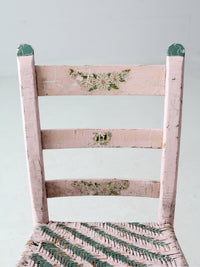 antique pastel pink cane seat chair