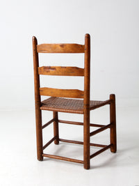 antique ladder back chair with woven seat