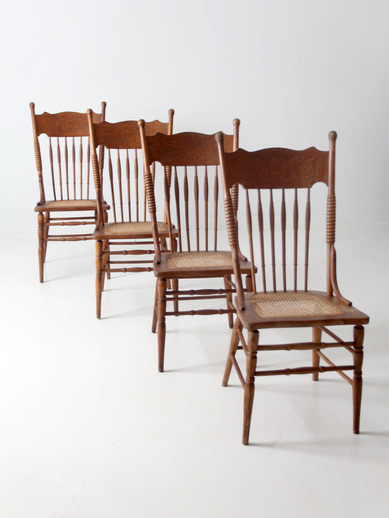 antique dragon press back side chairs set of 4