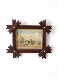 antique Victorian folk art frame with William Hahn print