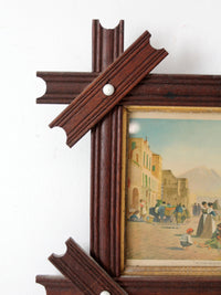 antique Victorian folk art frame with William Hahn print