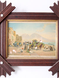 antique Victorian folk art frame with William Hahn print