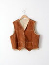 vintage 70s suede vest with wooly lining