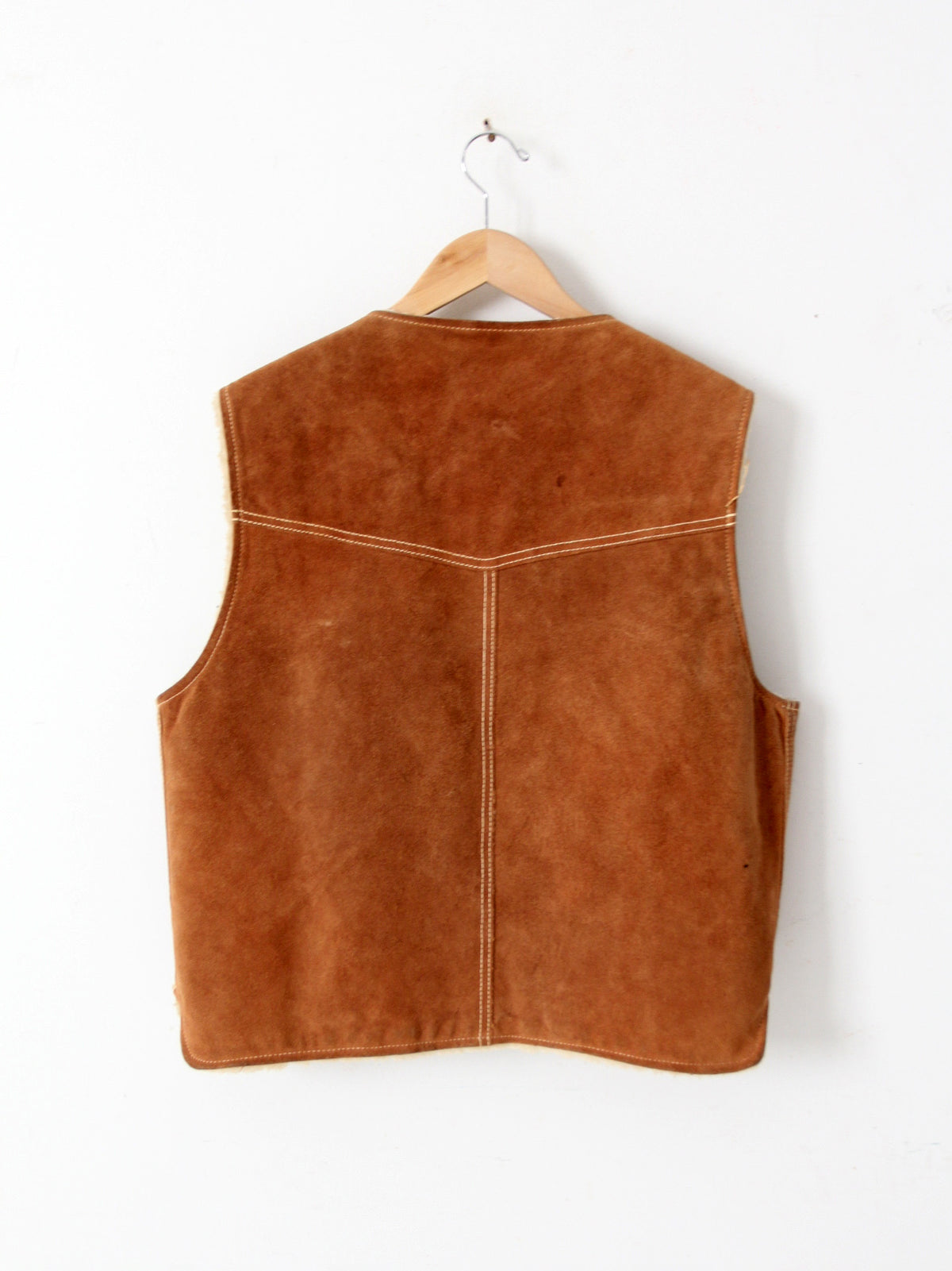 vintage 70s suede vest with wooly lining