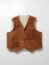 vintage 70s suede vest with wooly lining