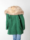 vintage green suede coat with fur collar