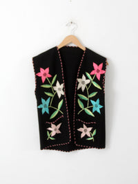 vintage 50s Mexican embroidered vest