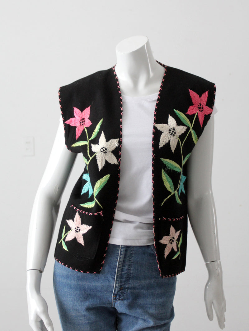 vintage 50s Mexican embroidered vest