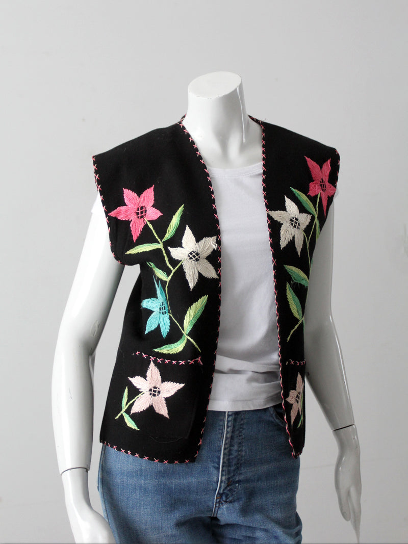 vintage 50s Mexican embroidered vest