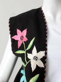 vintage 50s Mexican embroidered vest