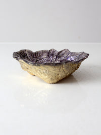 antique silver plated leaf bowl with glass overlay