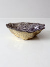 antique silver plated leaf bowl with glass overlay