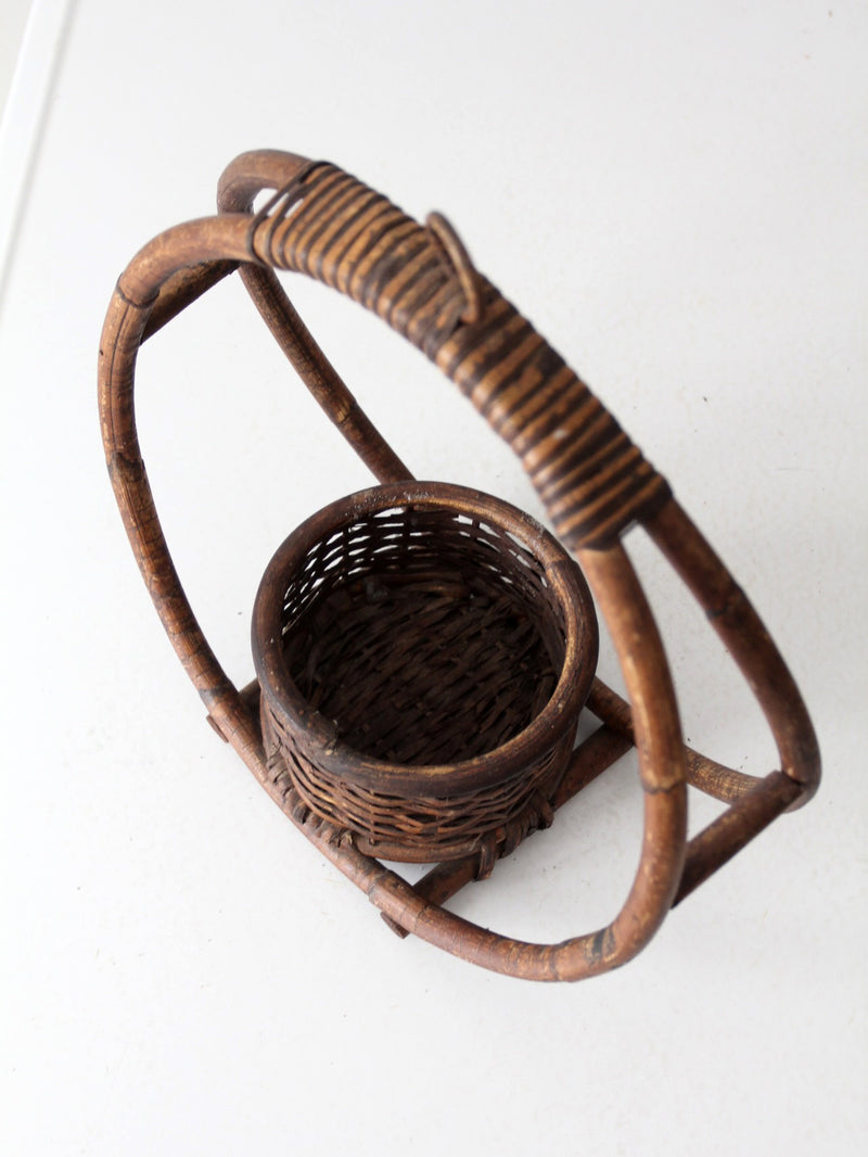 vintage rattan planter basket