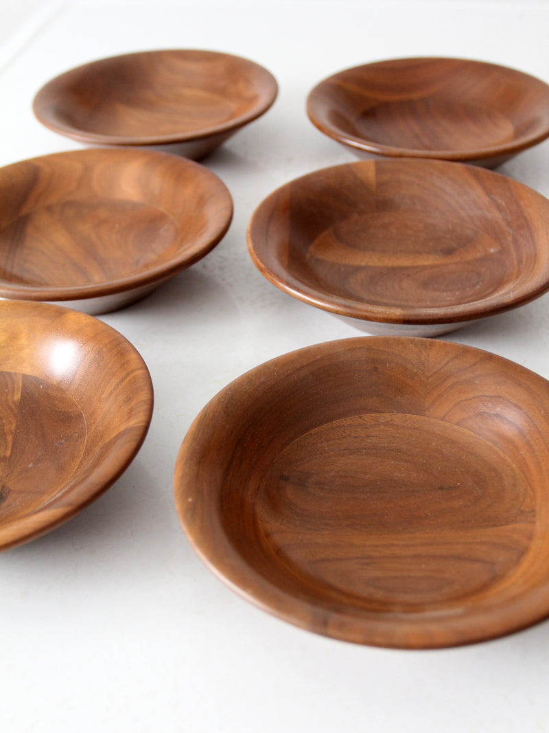 mid century walnut serving bowls set of 6