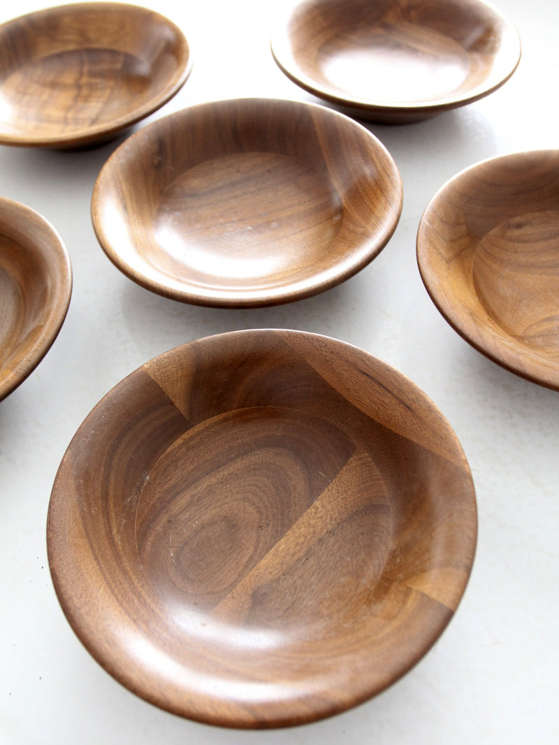 mid century walnut serving bowls set of 6