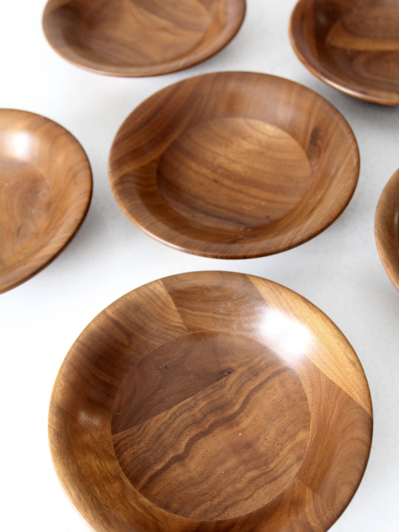 mid century walnut serving bowls set of 6