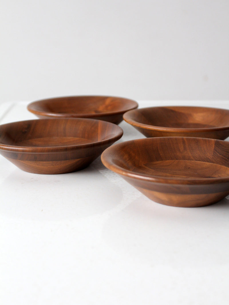 mid century walnut serving bowls set of 6