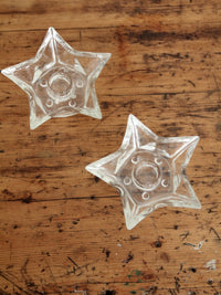 vintage cut glass star candle holders pair