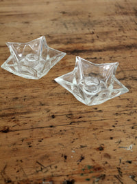 vintage cut glass star candle holders pair