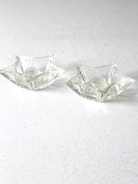 vintage cut glass star candle holders pair