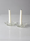 vintage cut glass star candle holders pair