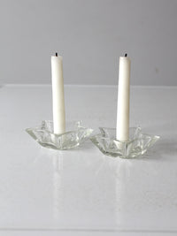 vintage cut glass star candle holders pair