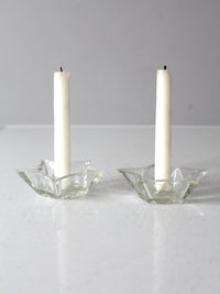 vintage cut glass star candle holders pair