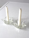 vintage cut glass star candle holders pair