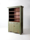 antique green painted hutch