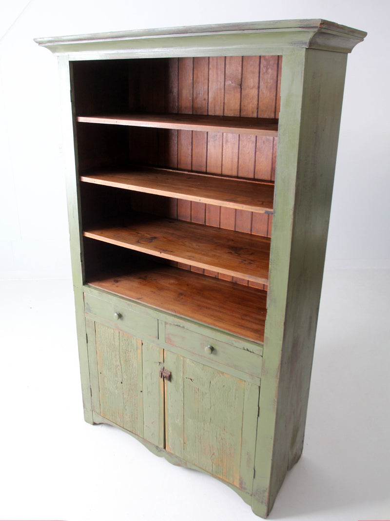 antique green painted hutch