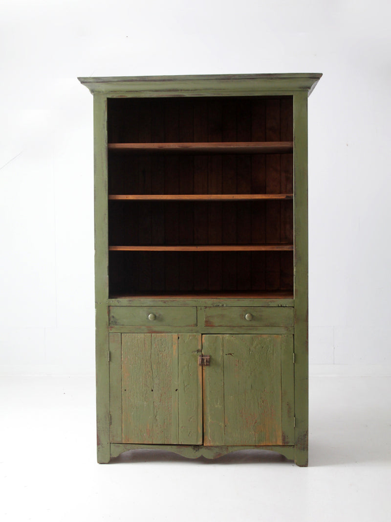 antique green painted hutch