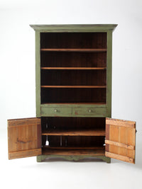 antique green painted hutch