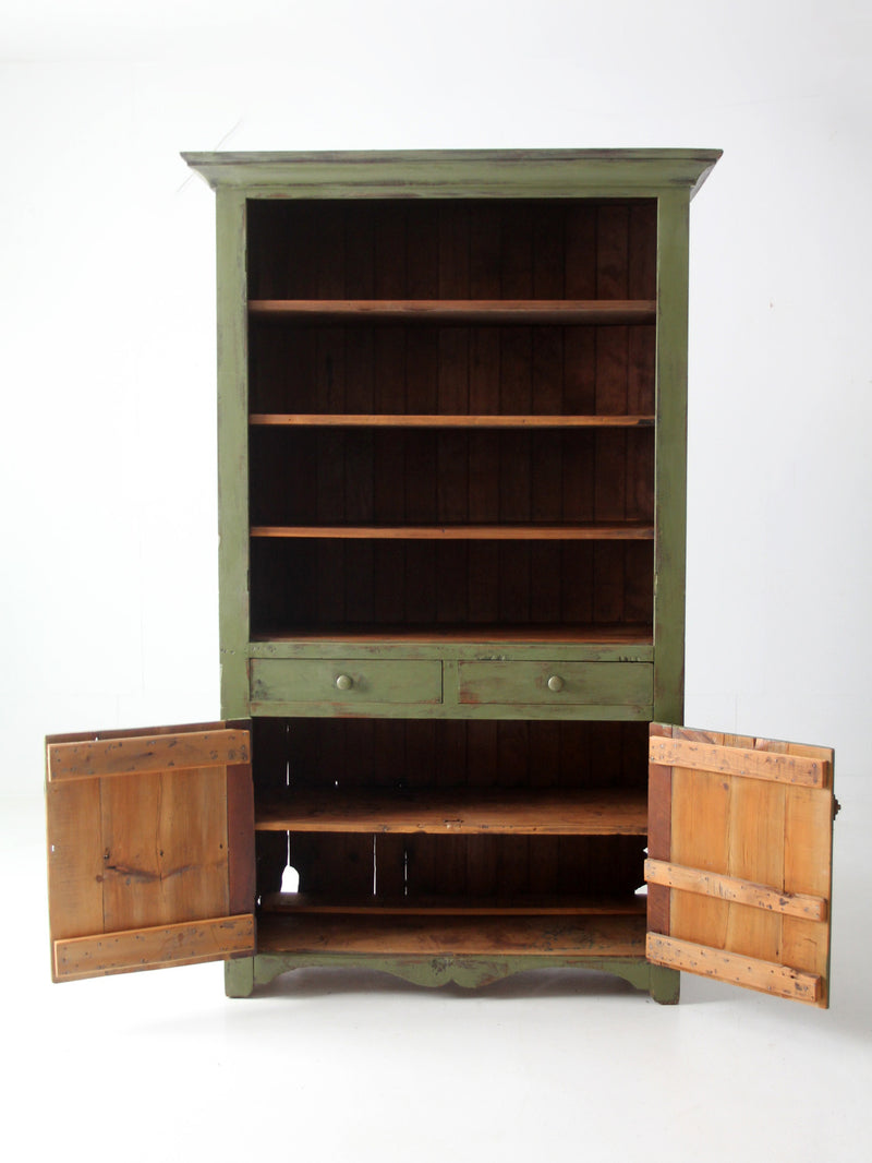 antique green painted hutch